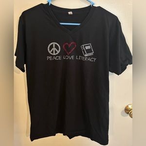 Peace Love and Literacy Tee- Great for an Instructional Coach